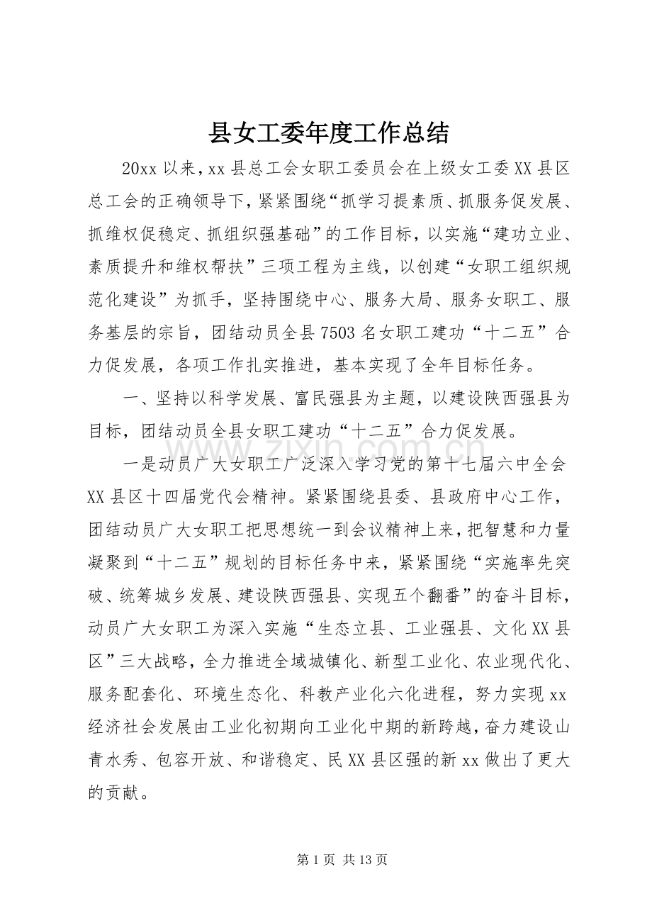 县女工委年度工作总结 .docx_第1页