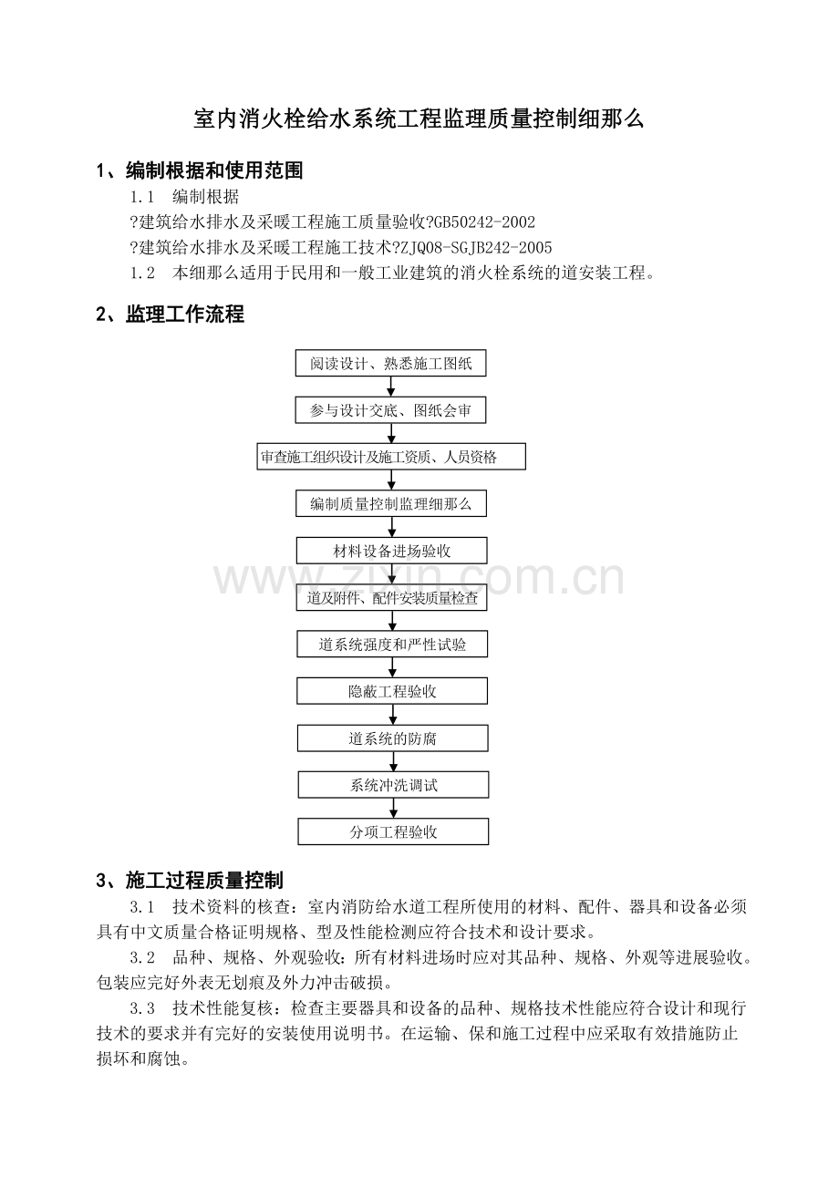 室内消火栓给水系统工程监理质量控制细则.doc_第1页