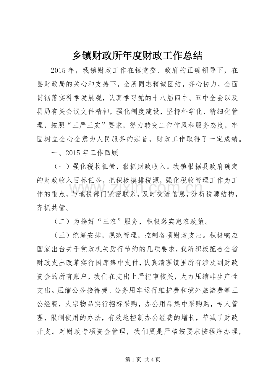 乡镇财政所年度财政工作总结 .docx_第1页