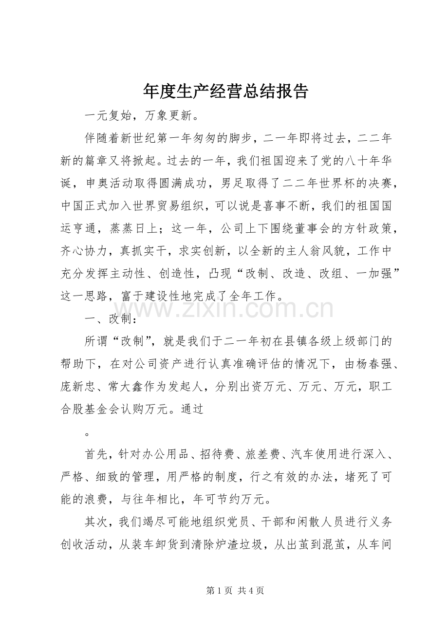 年度生产经营总结报告 .docx_第1页