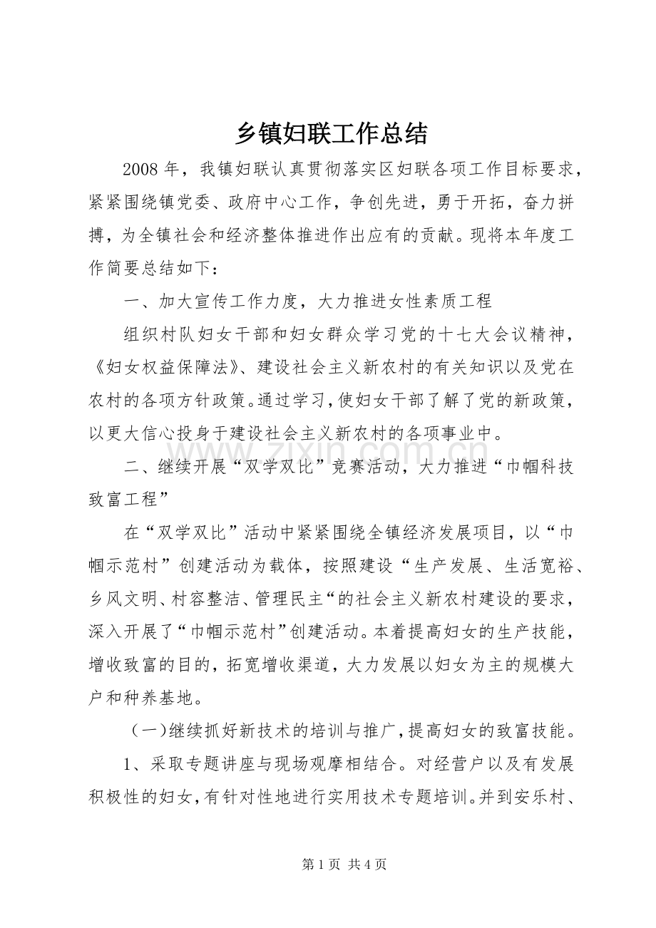 乡镇妇联工作总结 .docx_第1页