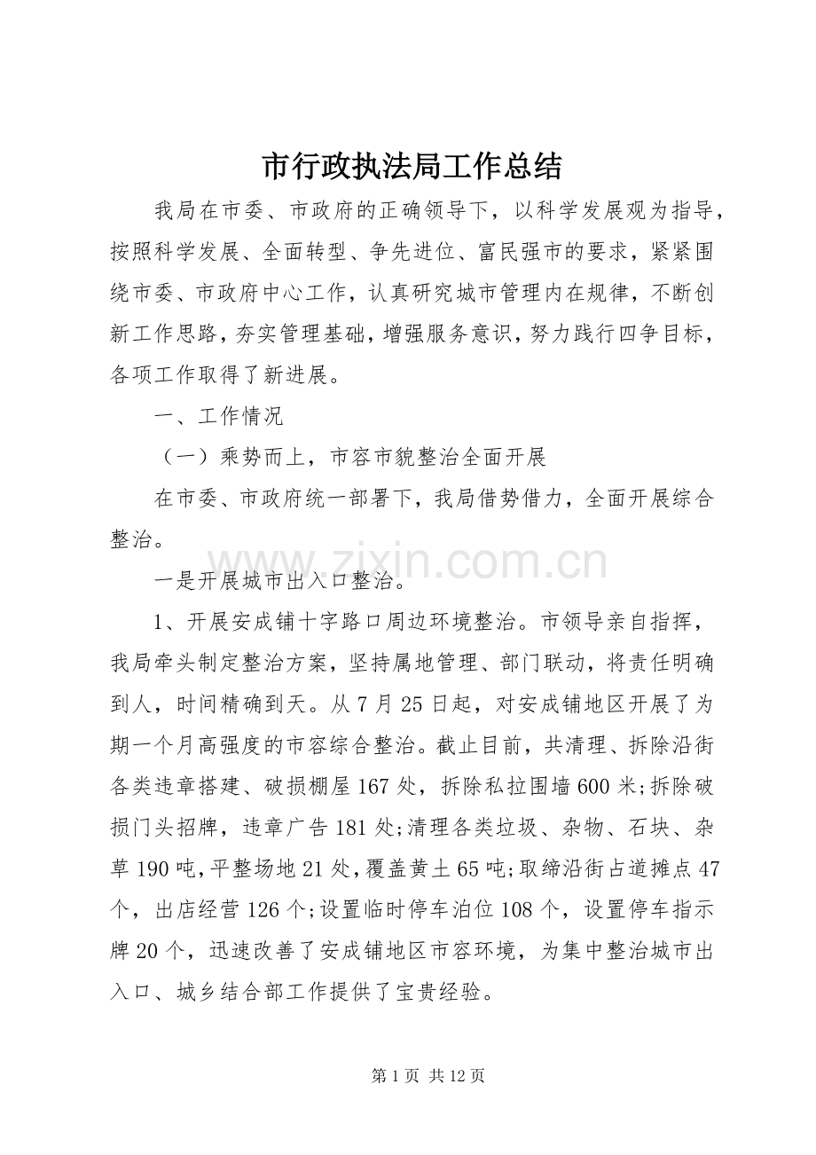 市行政执法局工作总结 .docx_第1页