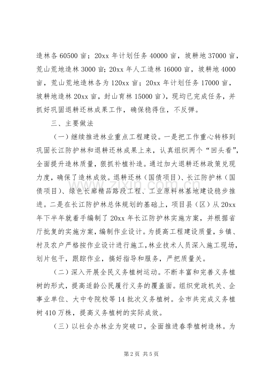 我市植树造林工作自查报告总结 .docx_第2页