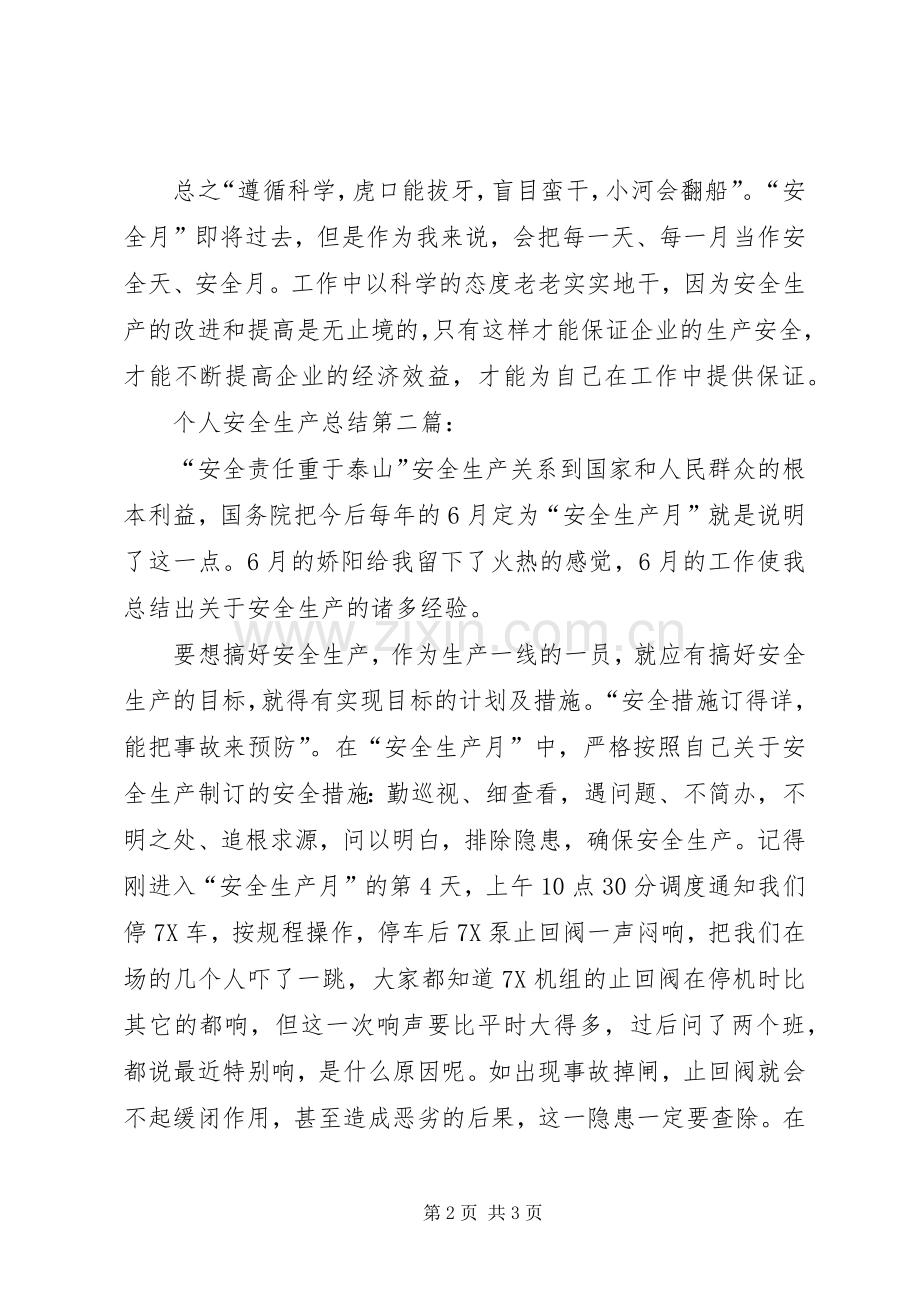 个人安全生产工作总结 .docx_第2页