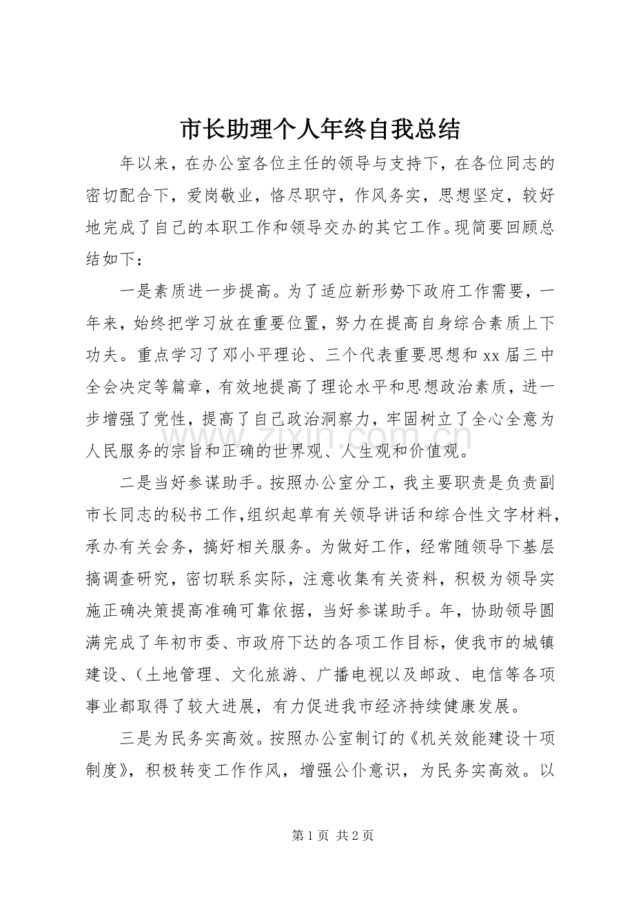 市长助理个人年终自我总结 .docx_第1页