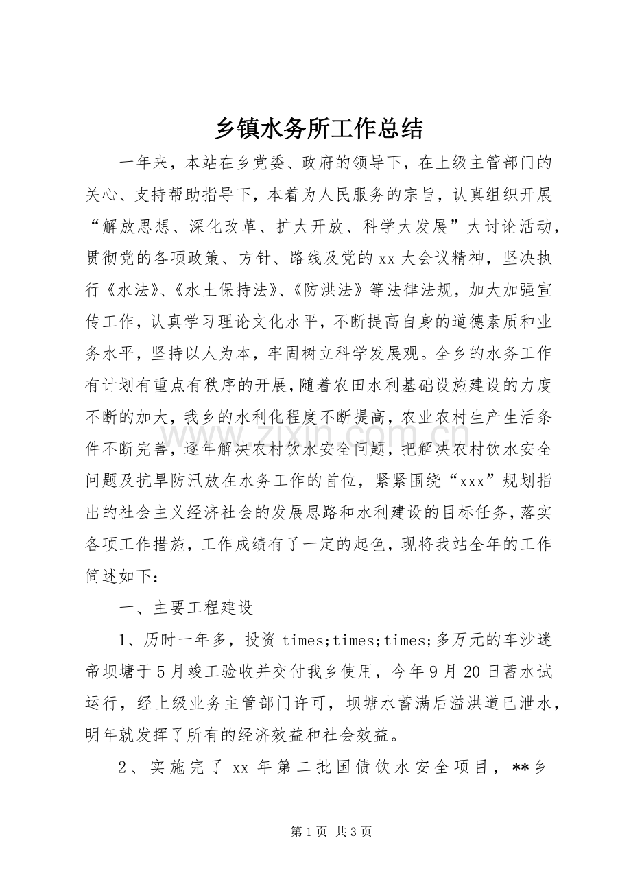 乡镇水务所工作总结 .docx_第1页