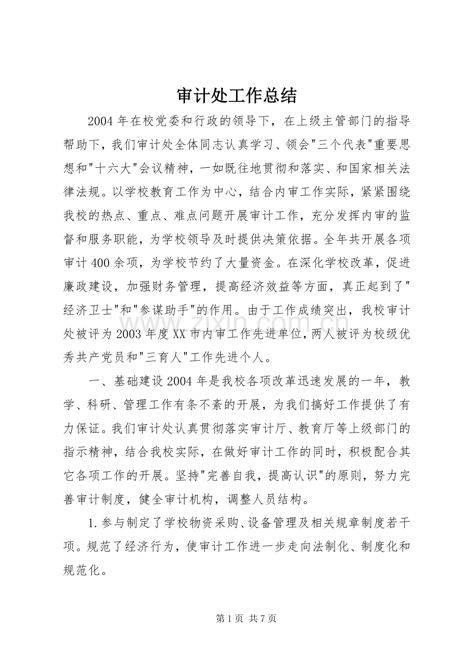 审计处工作总结 .docx_第1页