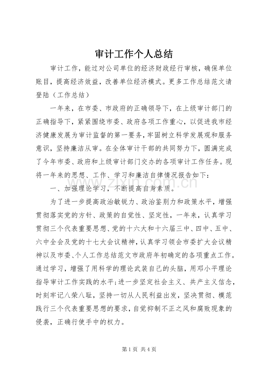 审计工作个人总结 .docx_第1页