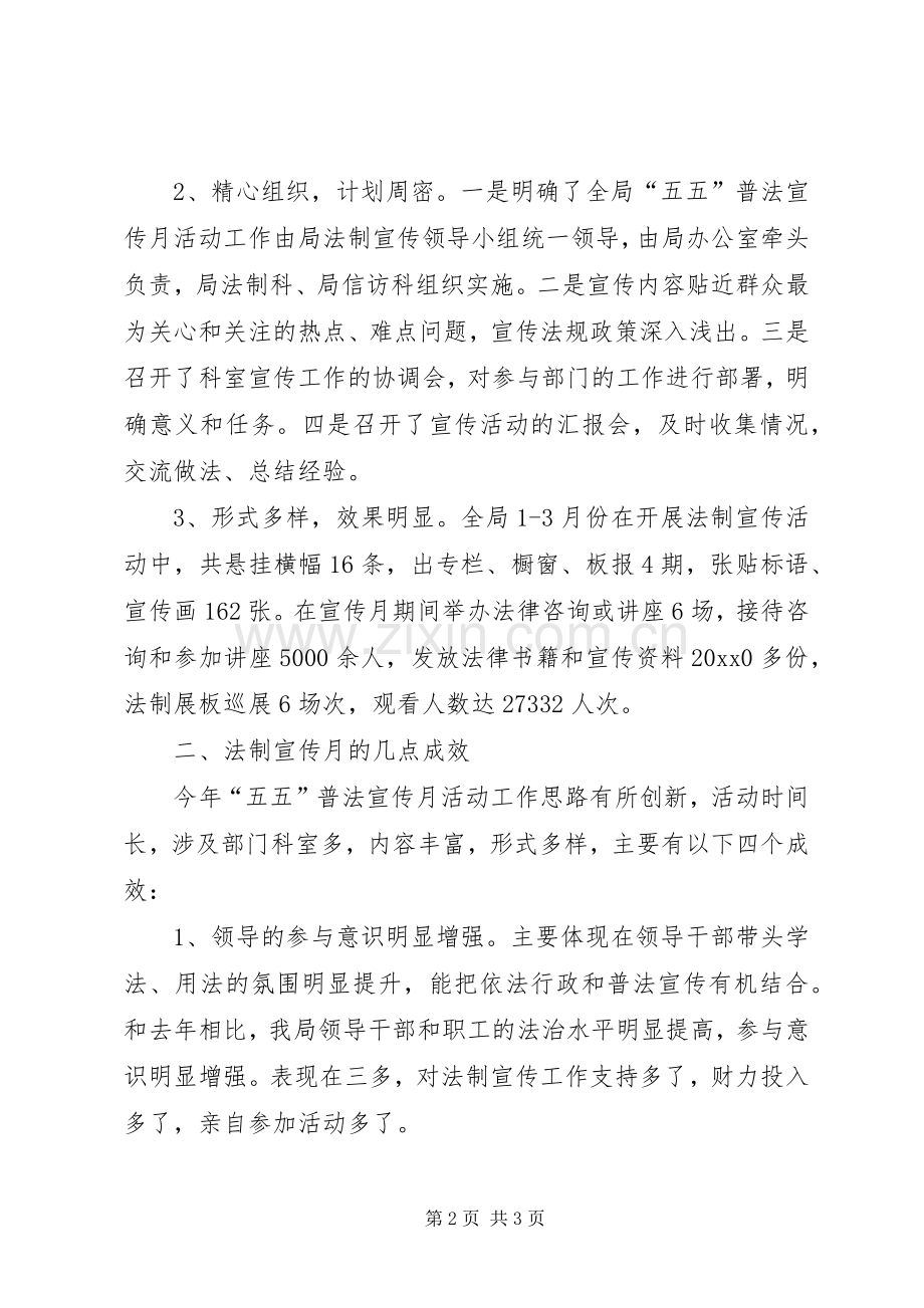 五五普法宣传月活动工作总结 .docx_第2页