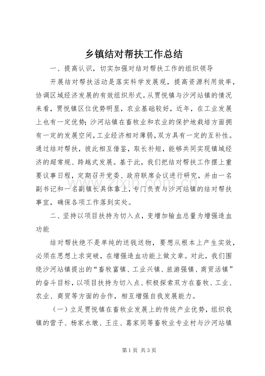 乡镇结对帮扶工作总结 .docx_第1页