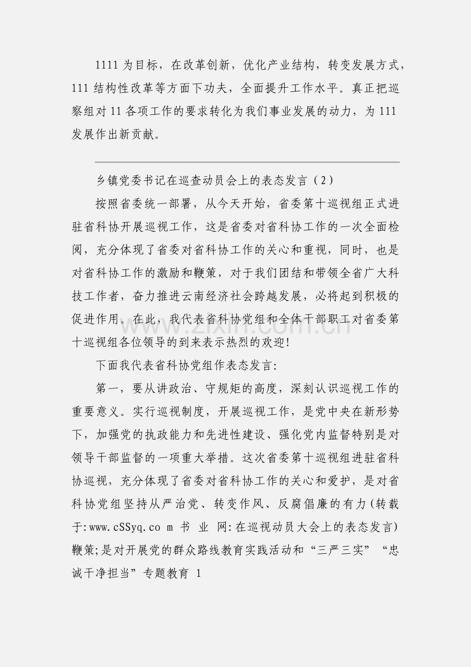 乡镇党委书记在巡查动员会上的表态发言.docx_第3页