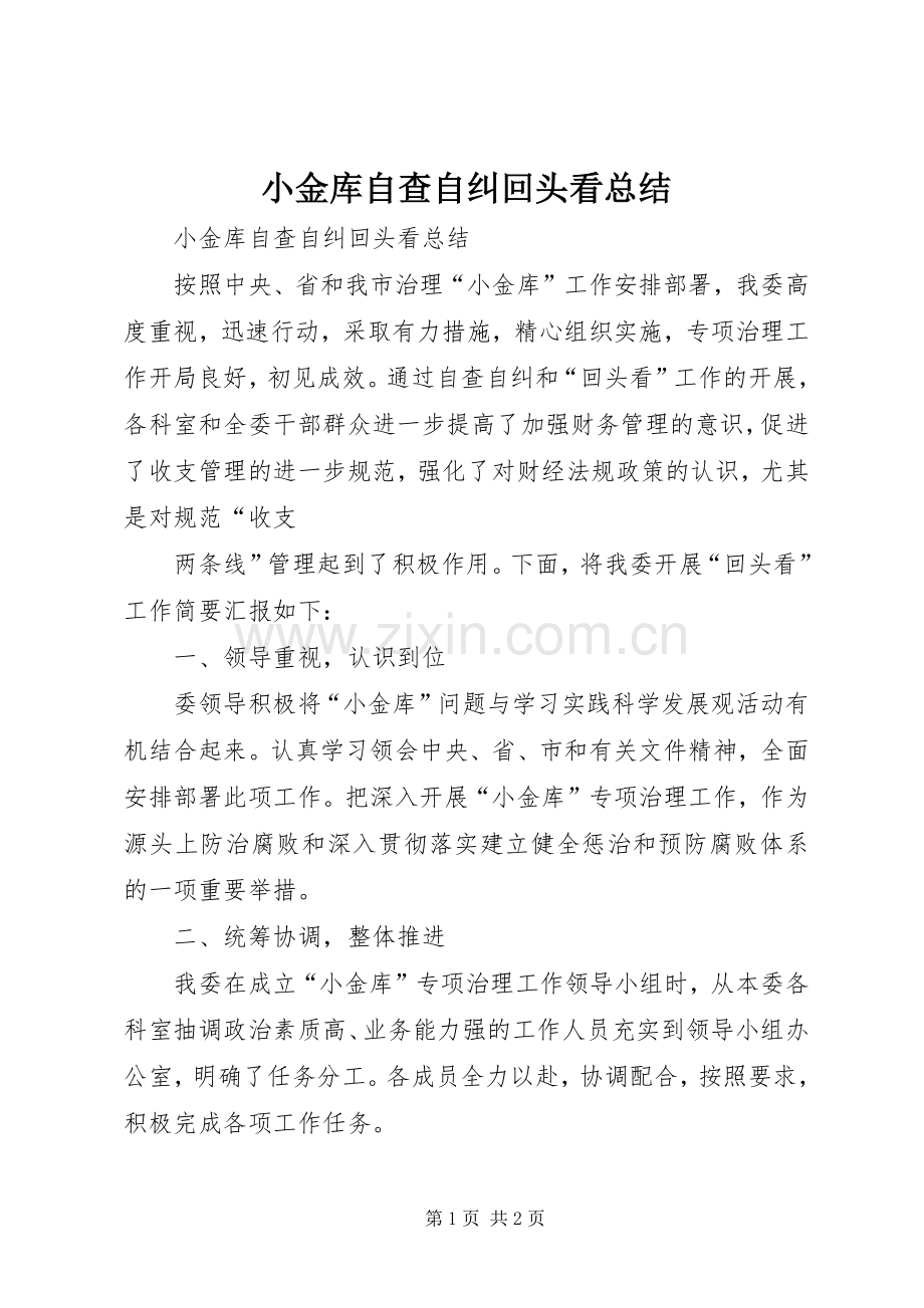 小金库自查自纠回头看总结 .docx_第1页