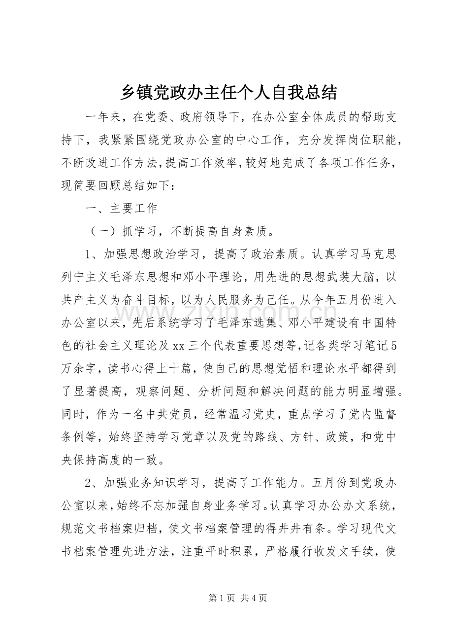 乡镇党政办主任个人自我总结 .docx_第1页