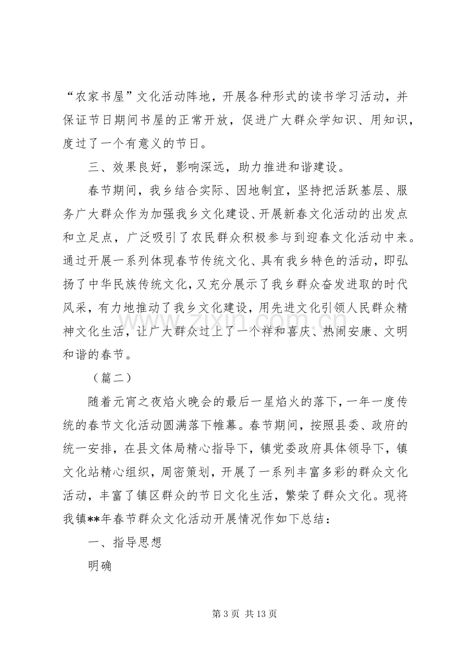 乡镇春节文化活动总结三篇 .docx_第3页