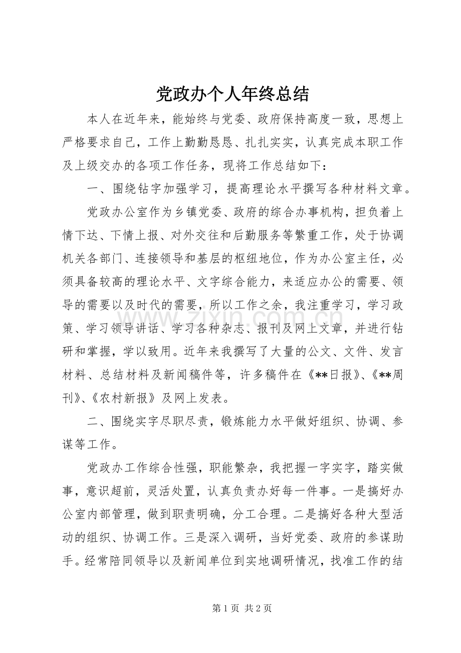 党政办个人年终总结 .docx_第1页