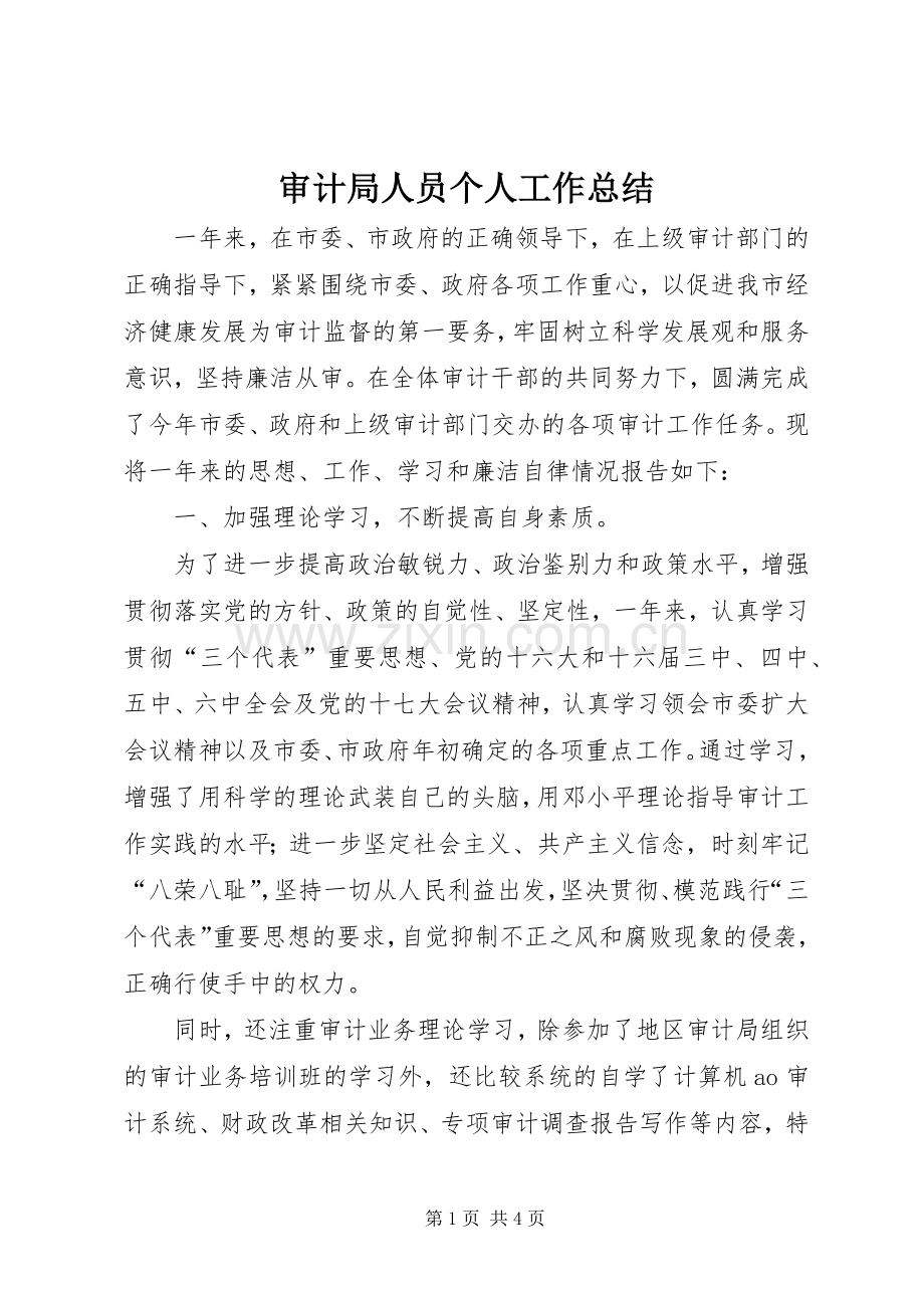 审计局人员个人工作总结 .docx_第1页