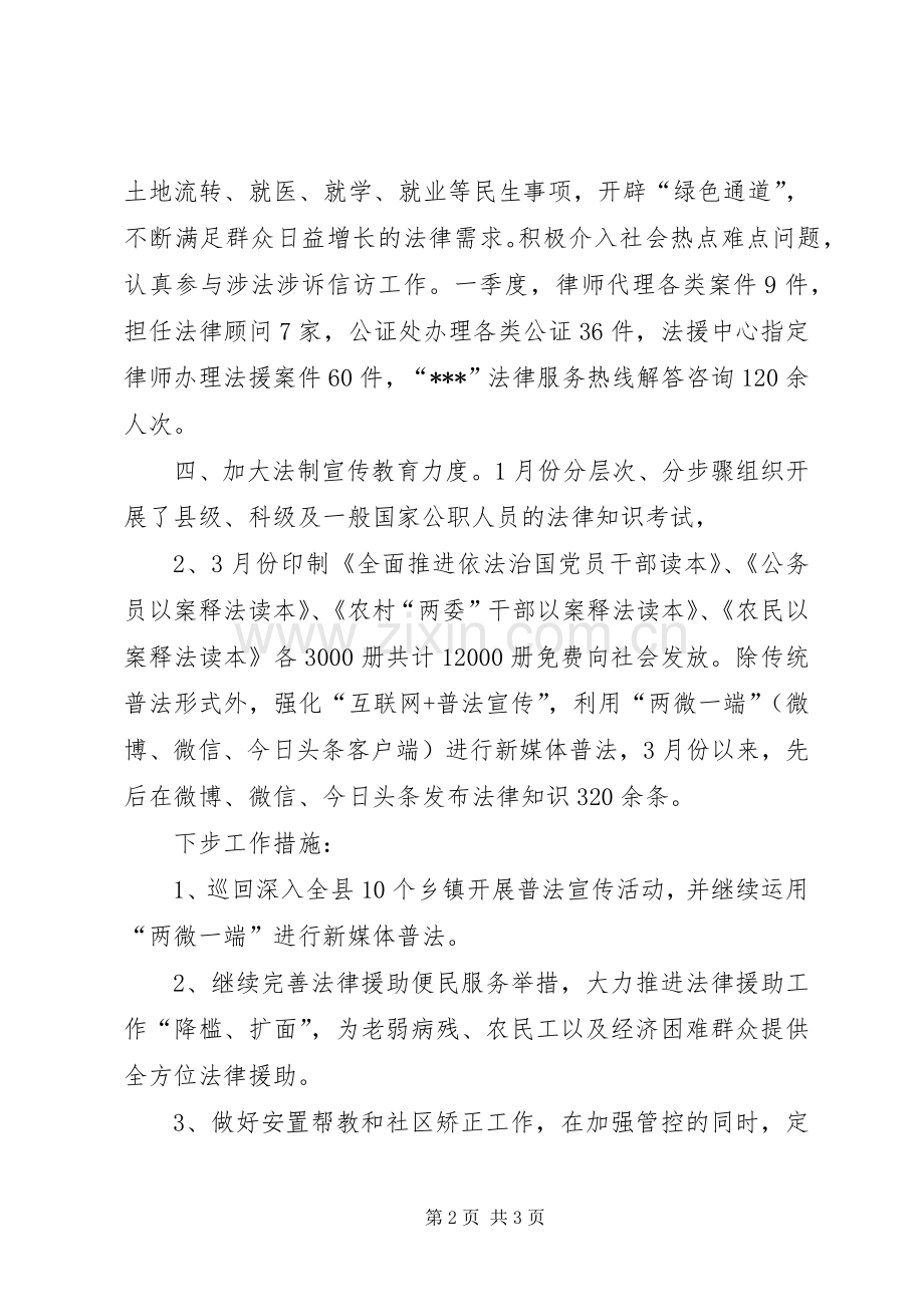 县司法局XX年第一季度工作总结 .docx_第2页