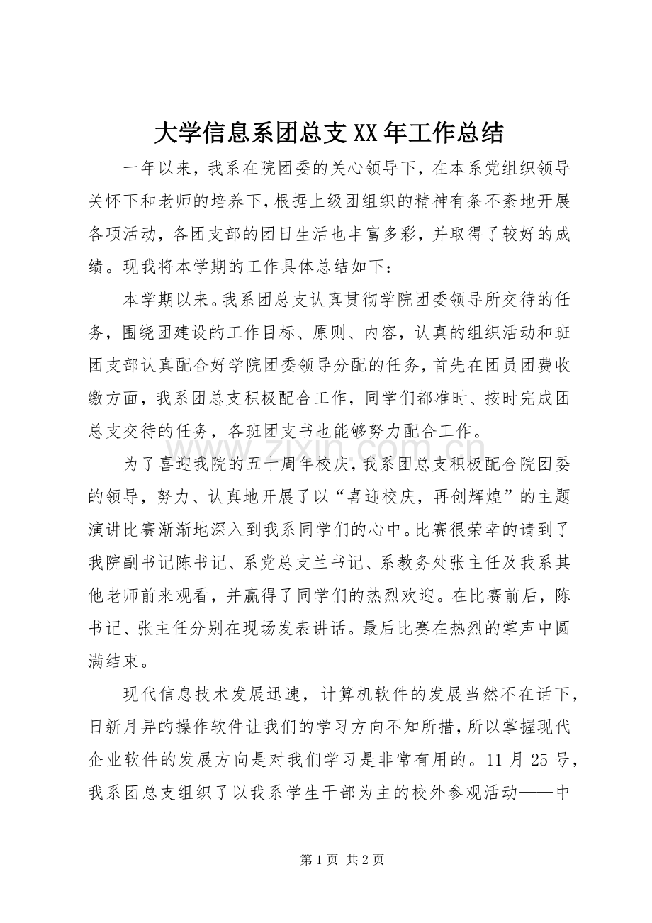 大学信息系团总支XX年工作总结 .docx_第1页