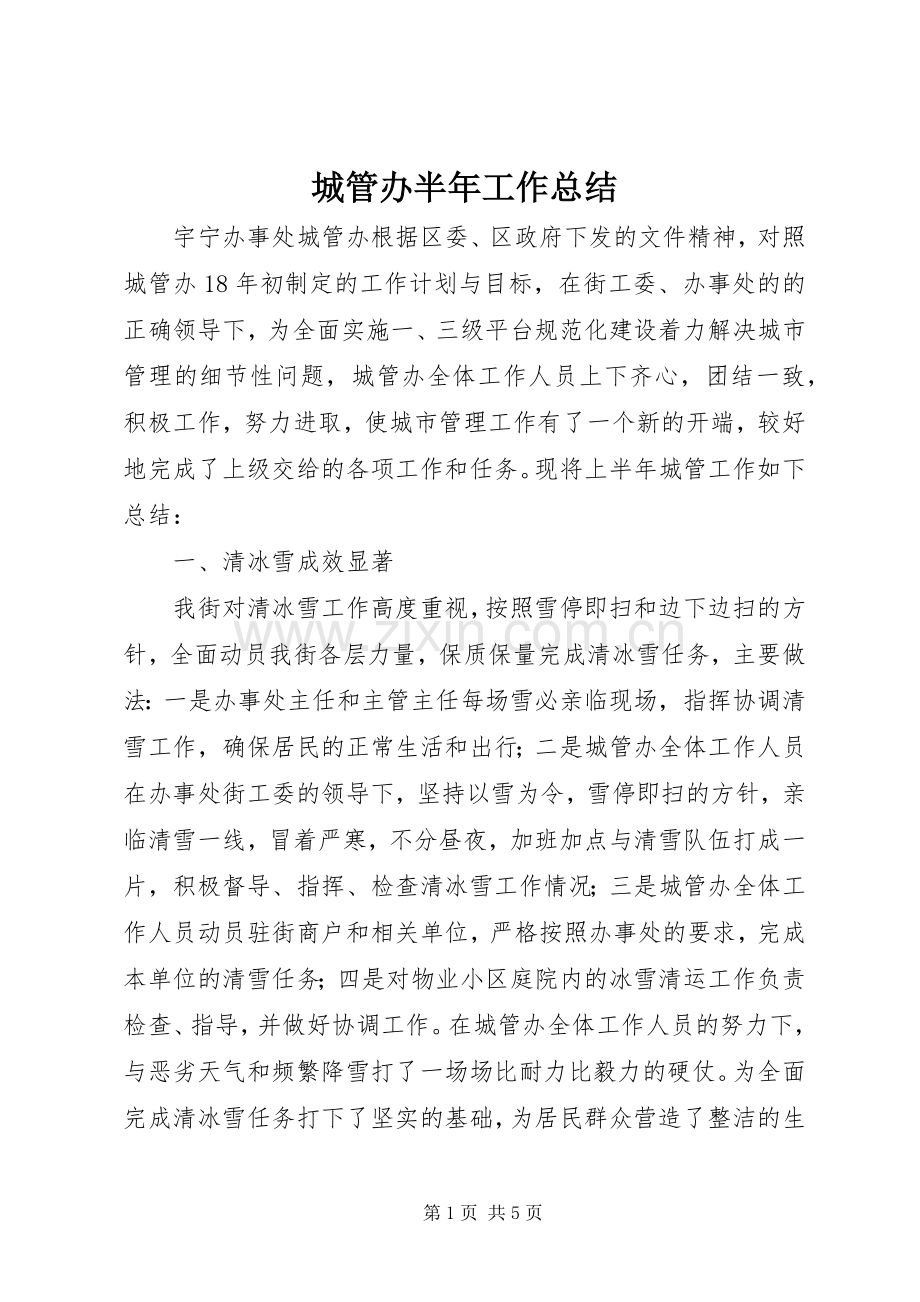 城管办半年工作总结 .docx_第1页