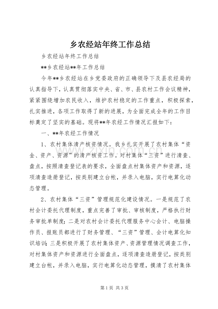 乡农经站年终工作总结 .docx_第1页