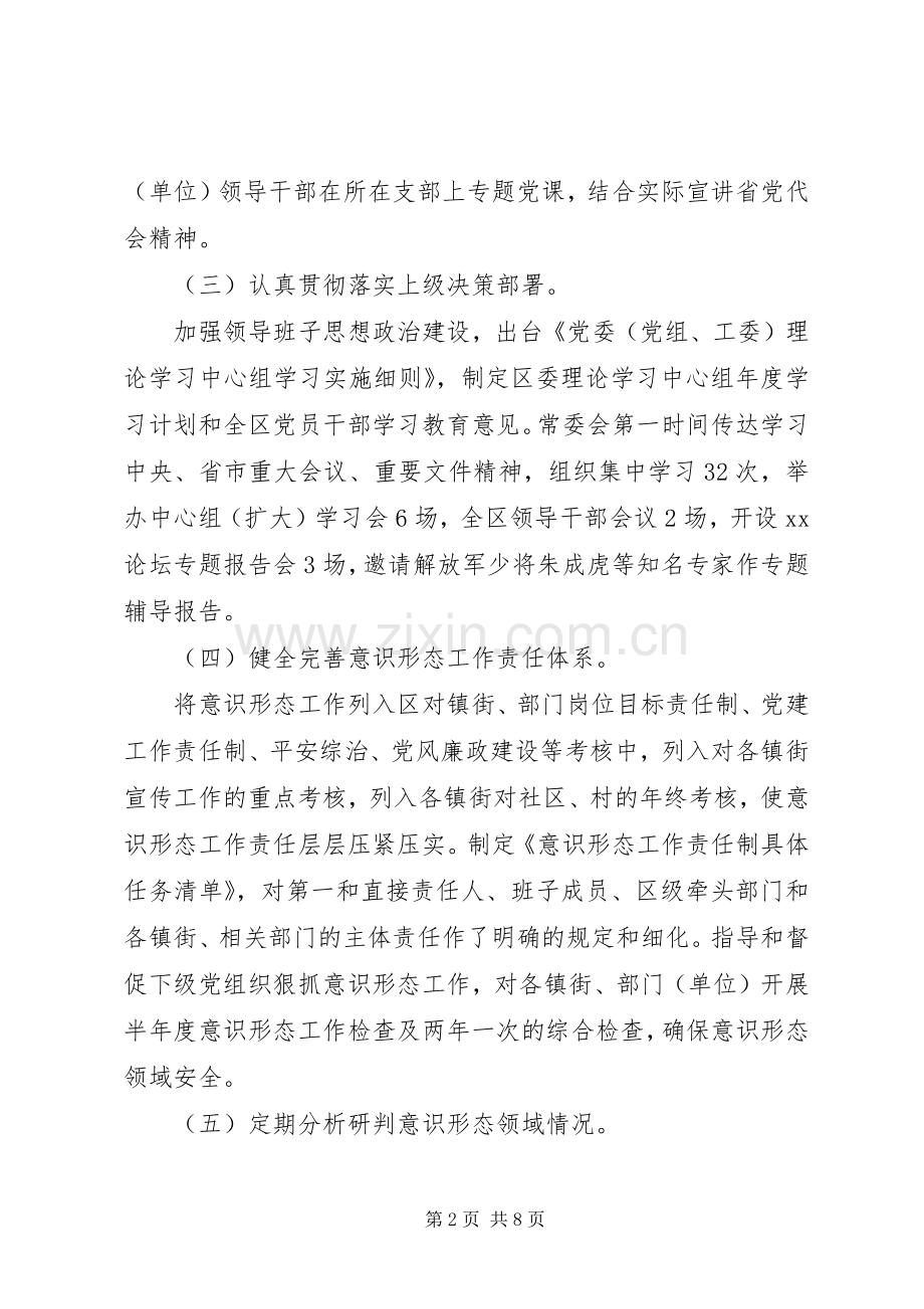 20XX年区委落实意识形态工作主体责任情况工作总结范文.docx_第2页