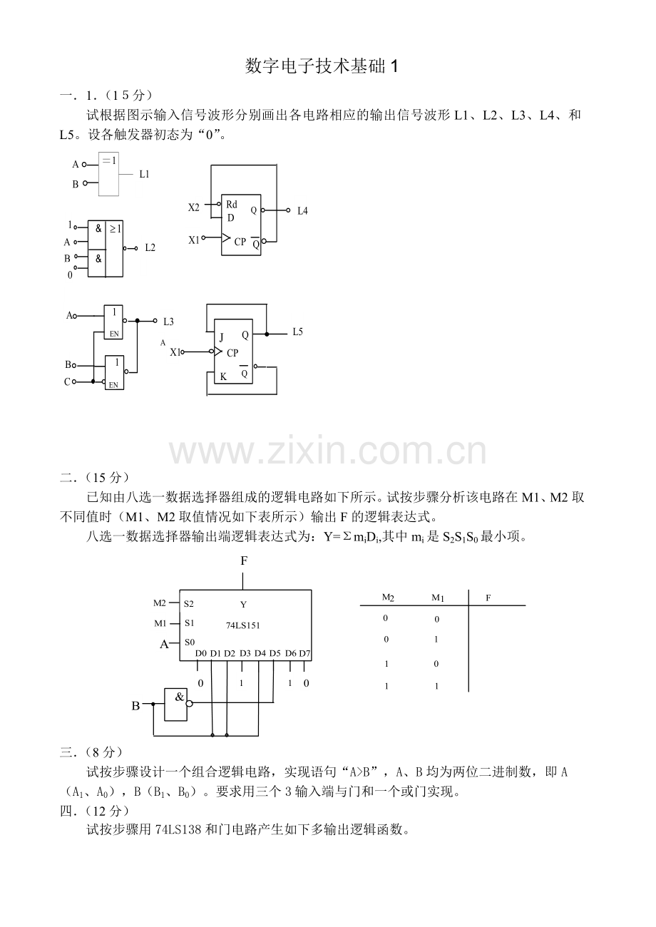 数字电子技术基础试卷及答案.docx_第1页