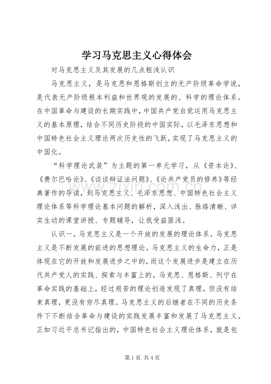 学习马克思主义体会心得.docx_第1页