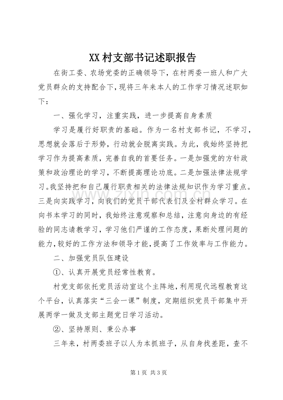 XX村支部书记述职报告.docx_第1页