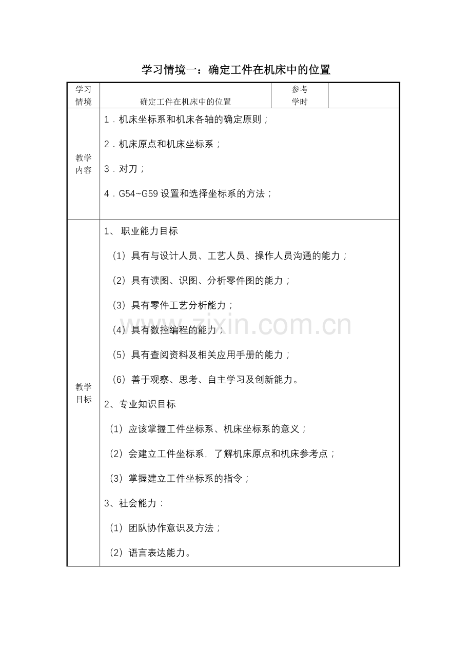 数控加工工艺与编程铣项目一教案.docx_第1页