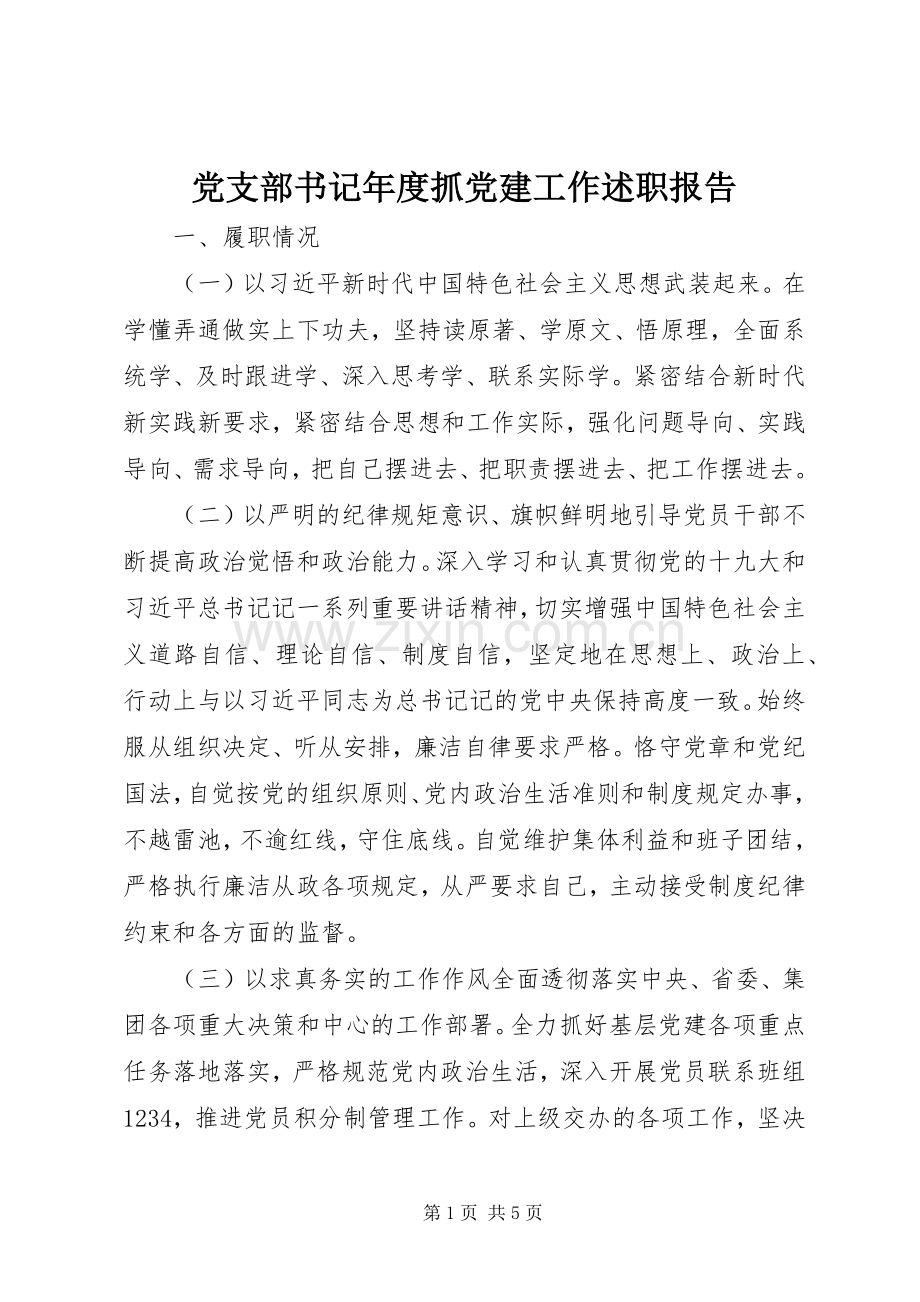 党支部书记年度抓党建工作述职报告.docx_第1页