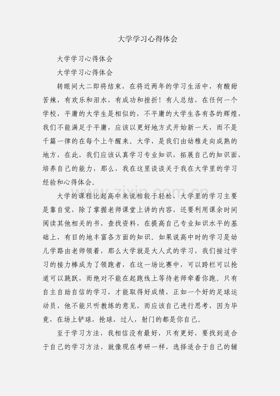 大学学习心得体会.docx_第1页