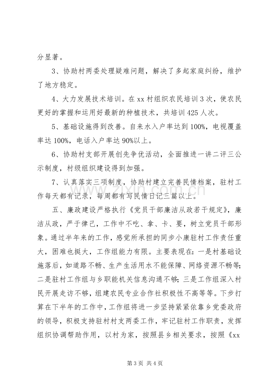 XX年同步小康驻村工作半年述职报告.docx_第3页