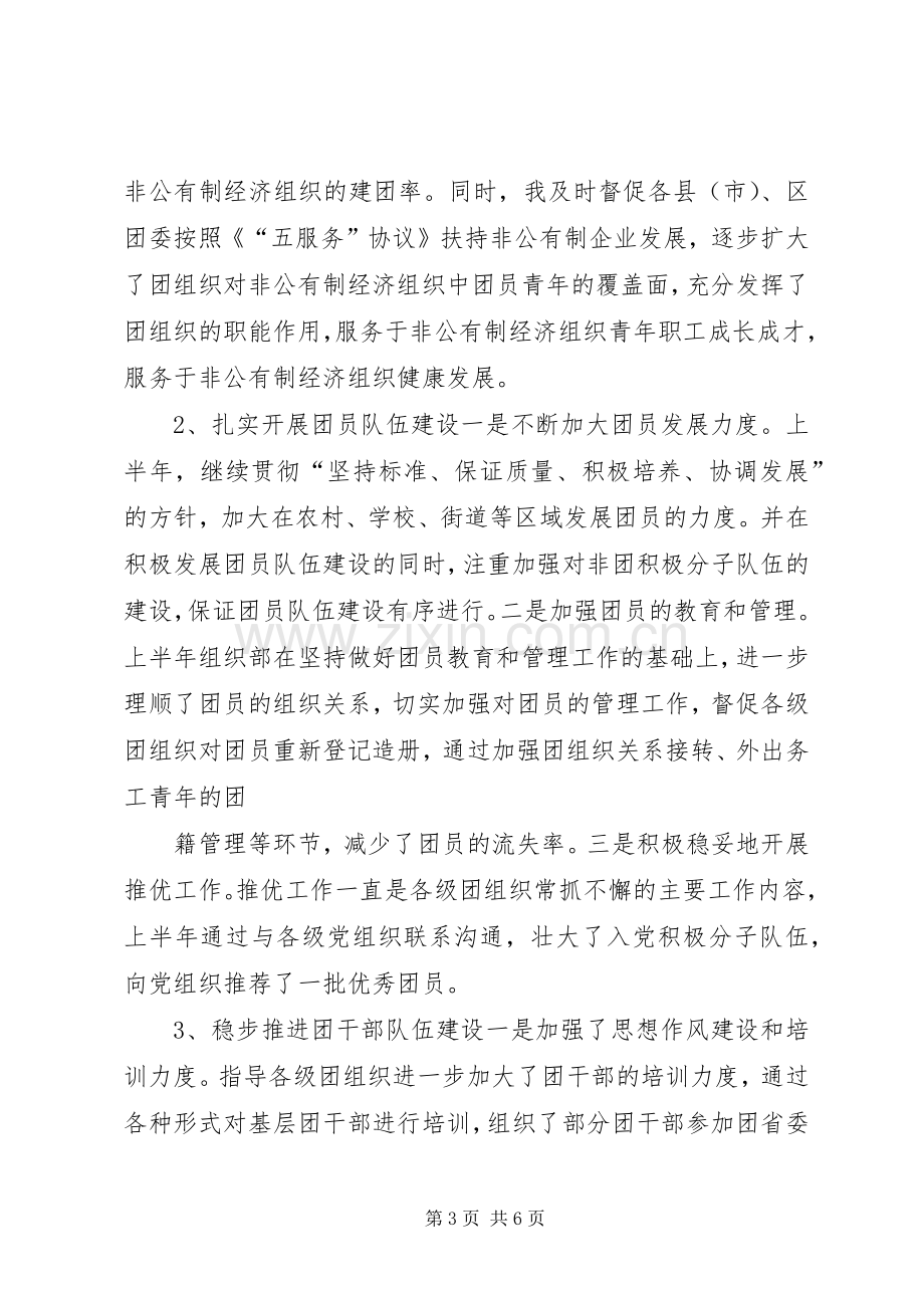 团市委组织部部长半年述职报告.docx_第3页