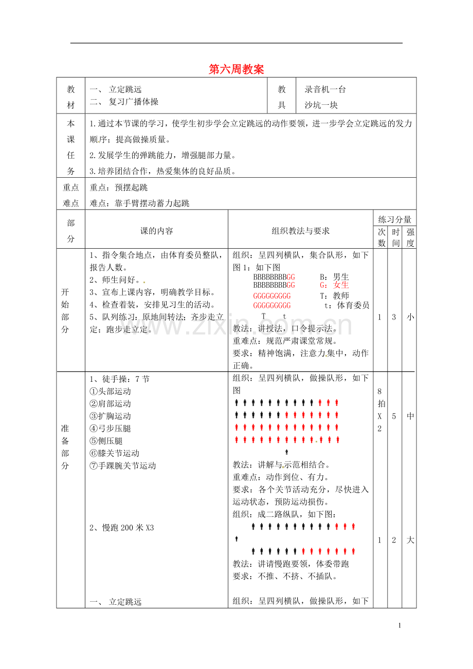 广东省汕头市龙湖实验中学2011-2012学年七年级体育与健康上册-第六周教案.doc_第1页