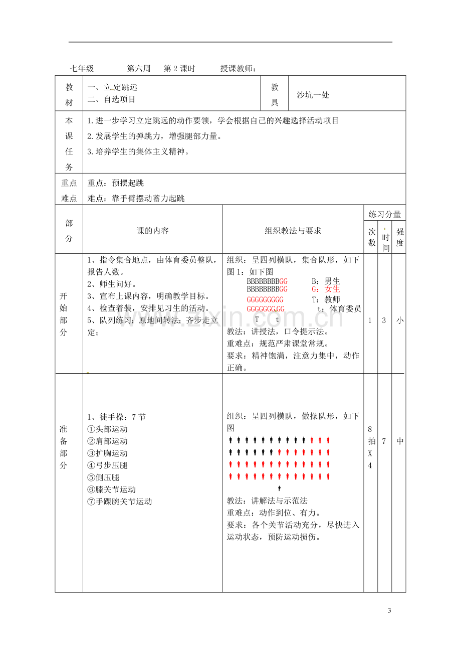 广东省汕头市龙湖实验中学2011-2012学年七年级体育与健康上册-第六周教案.doc_第3页