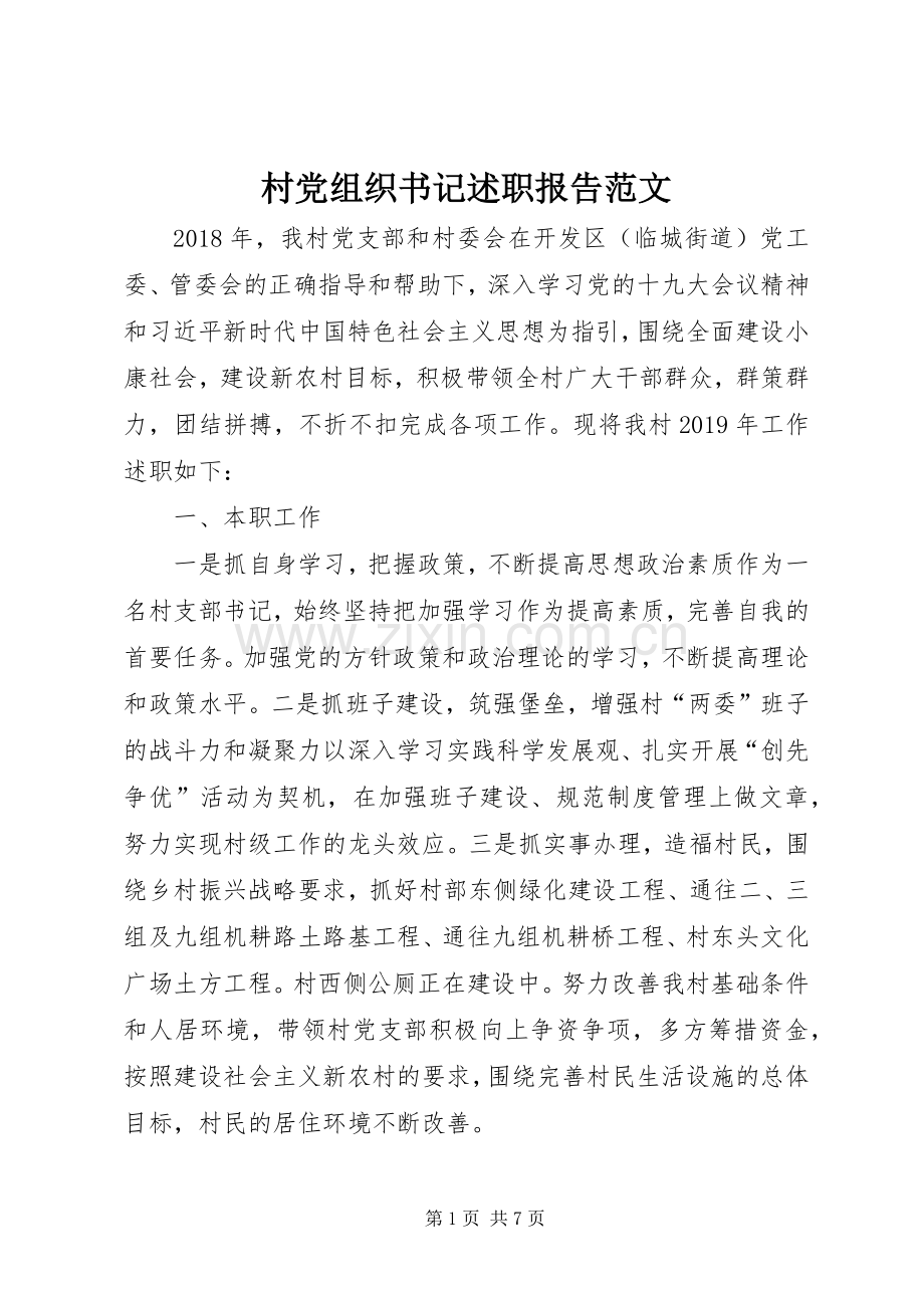 村党组织书记述职报告范文.docx_第1页