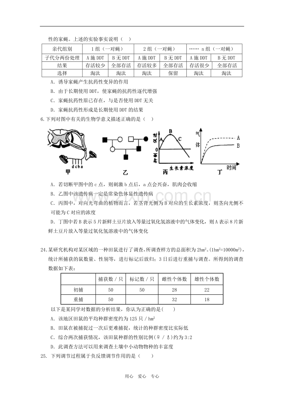 广东省梅州市曾宪梓中学2010届高三生物上学期期末考试-苏教版-新课标.doc_第2页