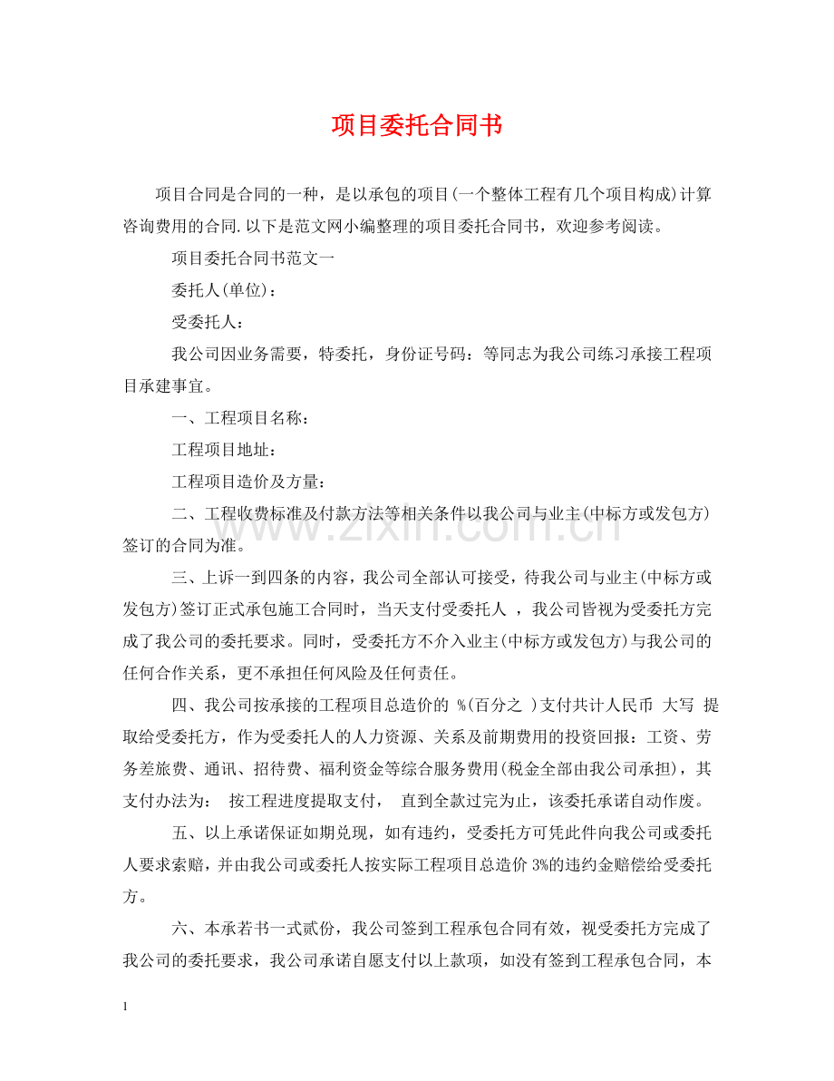 项目委托合同书 .doc_第1页