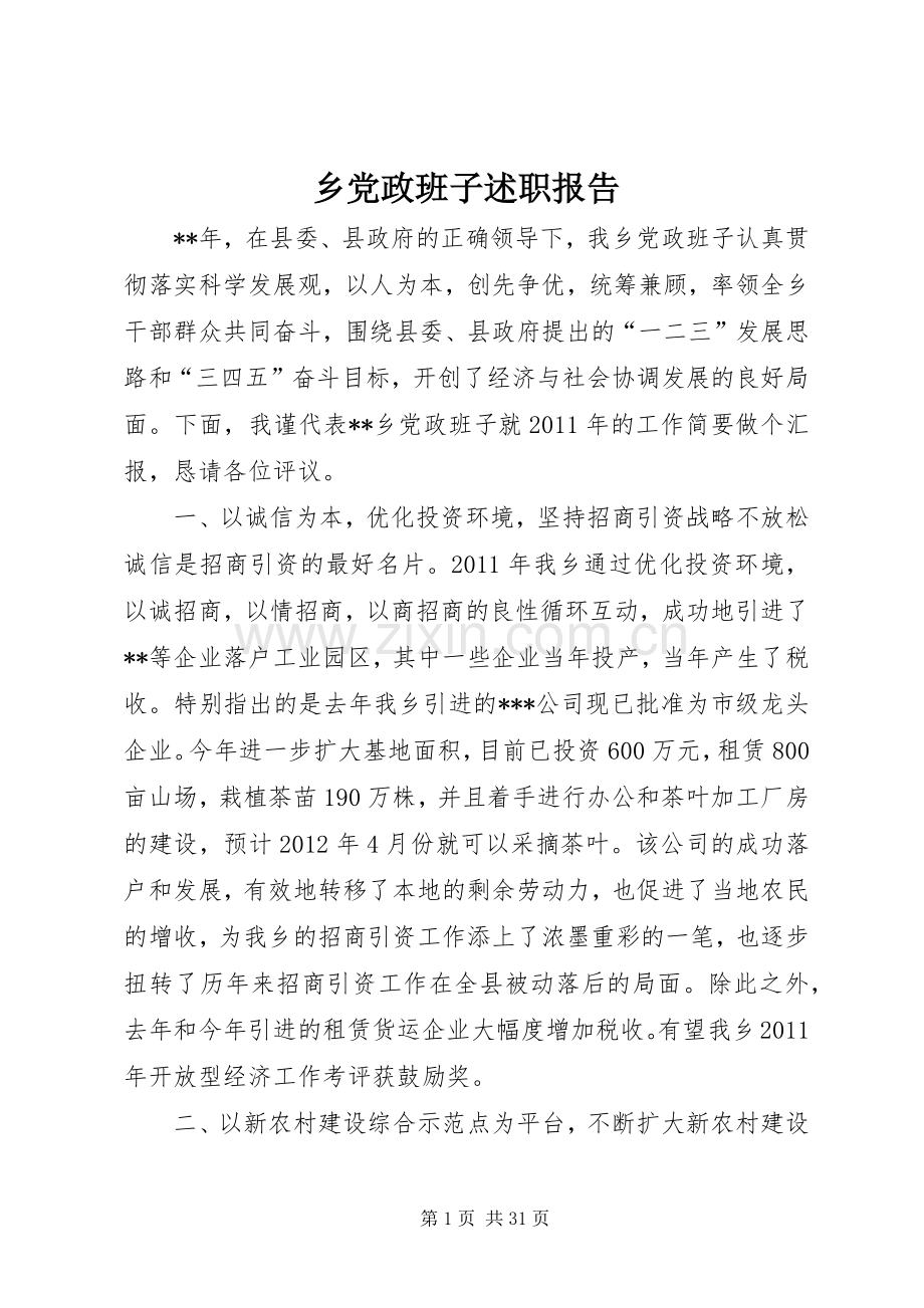 乡党政班子述职报告.docx_第1页