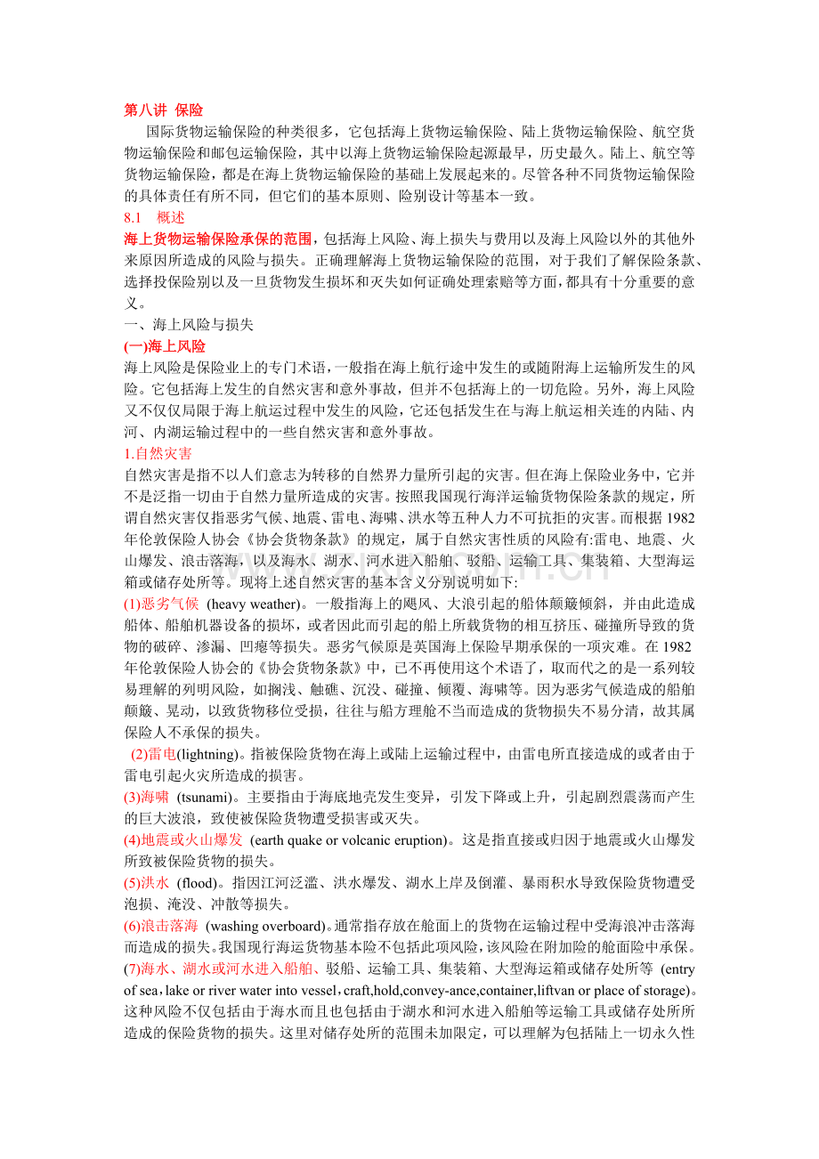 国际货物运输保险考点总结.docx_第1页