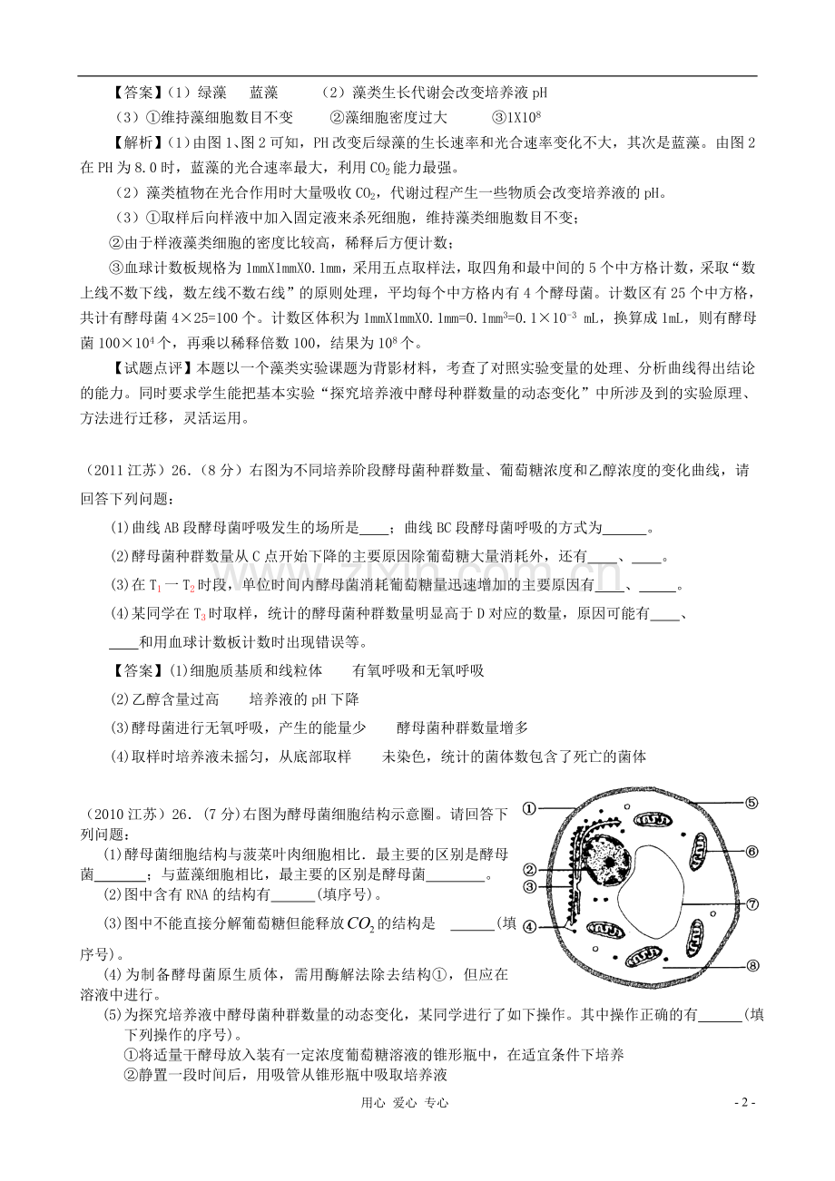 【07-12】6年高考生物真题按知识点分类汇编-探究培养液中酵母菌数量的动态变化.doc_第2页