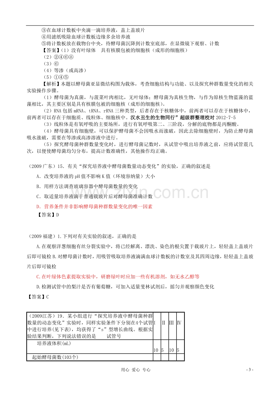 【07-12】6年高考生物真题按知识点分类汇编-探究培养液中酵母菌数量的动态变化.doc_第3页