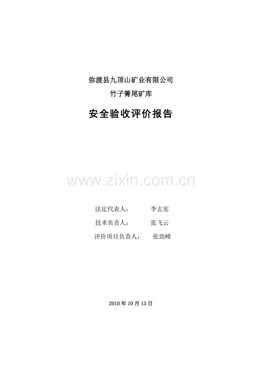 弥渡县九顶山矿业有限公司竹子箐尾矿库安全验收评价报.docx_第2页