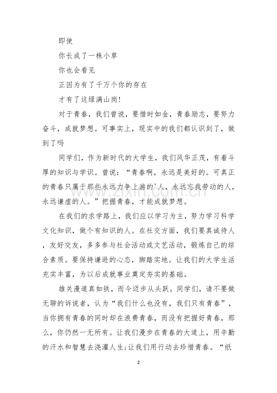 把握青春成就梦想励志演讲稿.docx_第2页