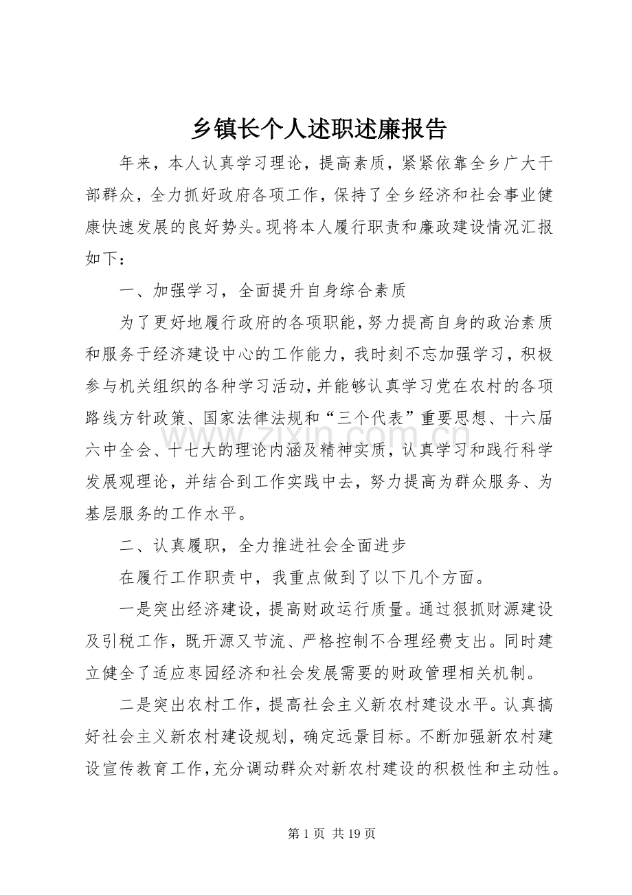 乡镇长个人述职述廉报告.docx_第1页