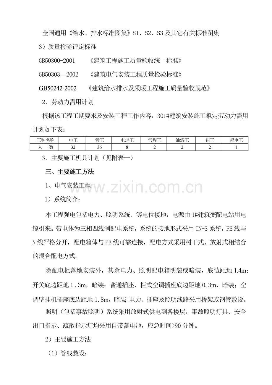 号厂房工程电气、给排水施工组织设计（陪标3）.docx_第2页