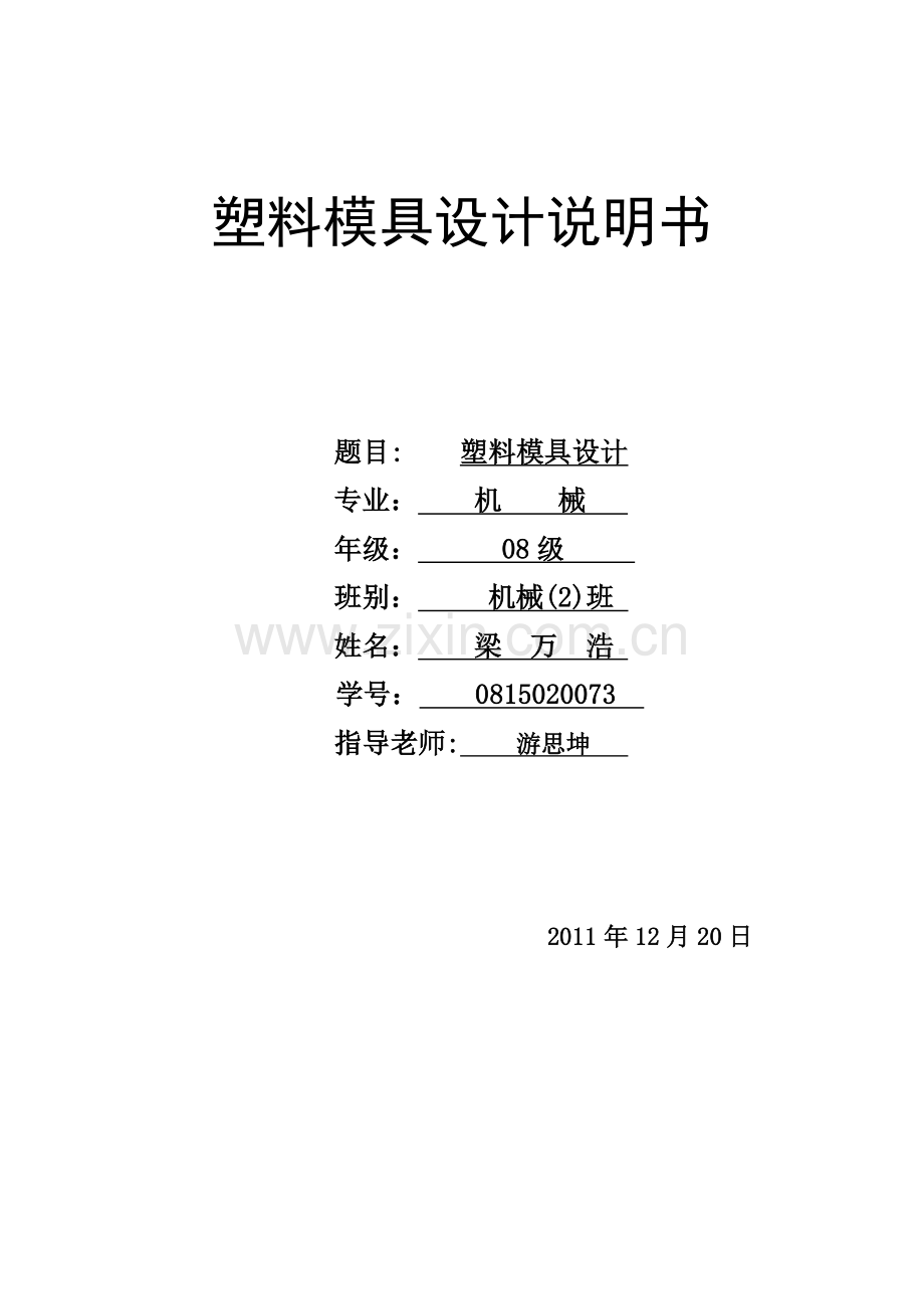 塑料模具设计与制造说明书.docx_第1页