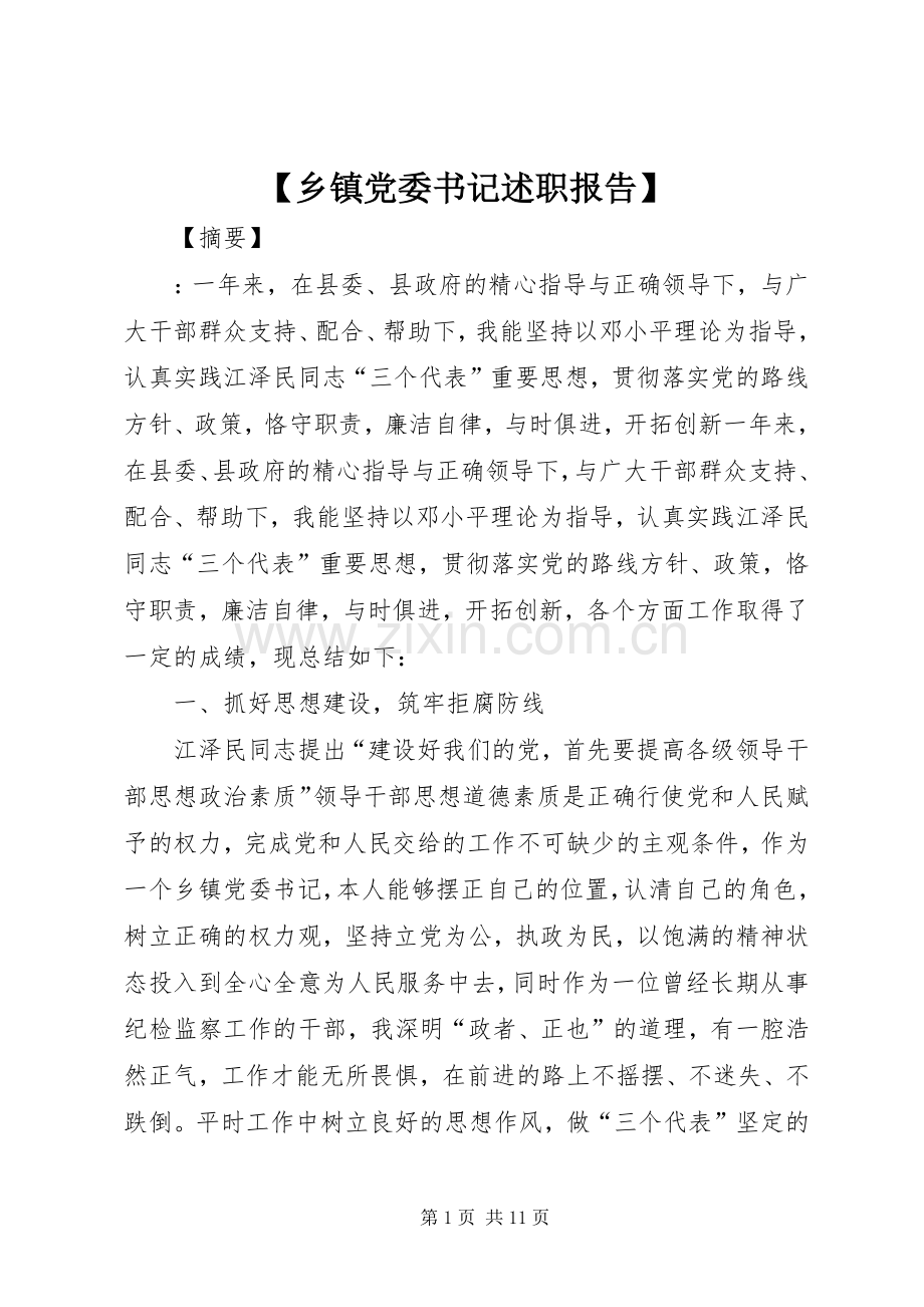 【乡镇党委书记述职报告】.docx_第1页