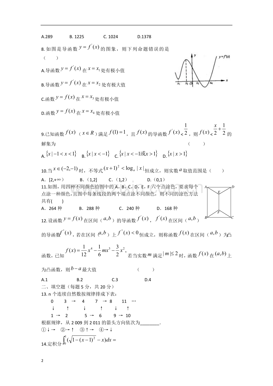 山西省山大附中2012-2013学年高二数学3月月考试题-理-新人教A版.doc_第2页