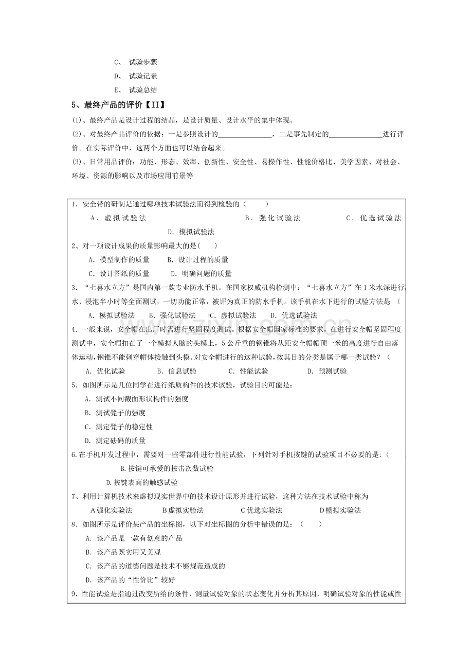 月份高考通用技术复习材料 第六章 设计的评价2复习提纲 .doc_第2页